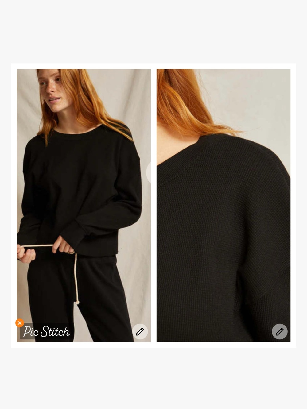 Perfectwhitetee Crosby Cute Black Waffle Knit Crewneck